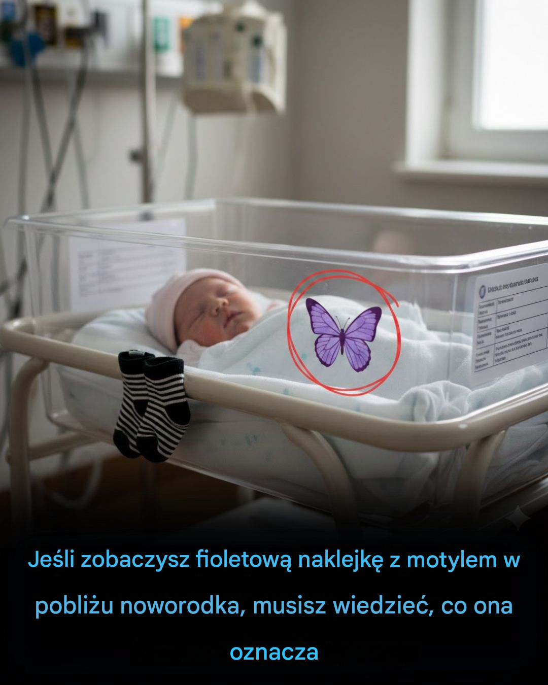 Jeśli zobaczysz naklejkę z fioletowym motylem w pobliżu noworodka, oto co ona oznacza