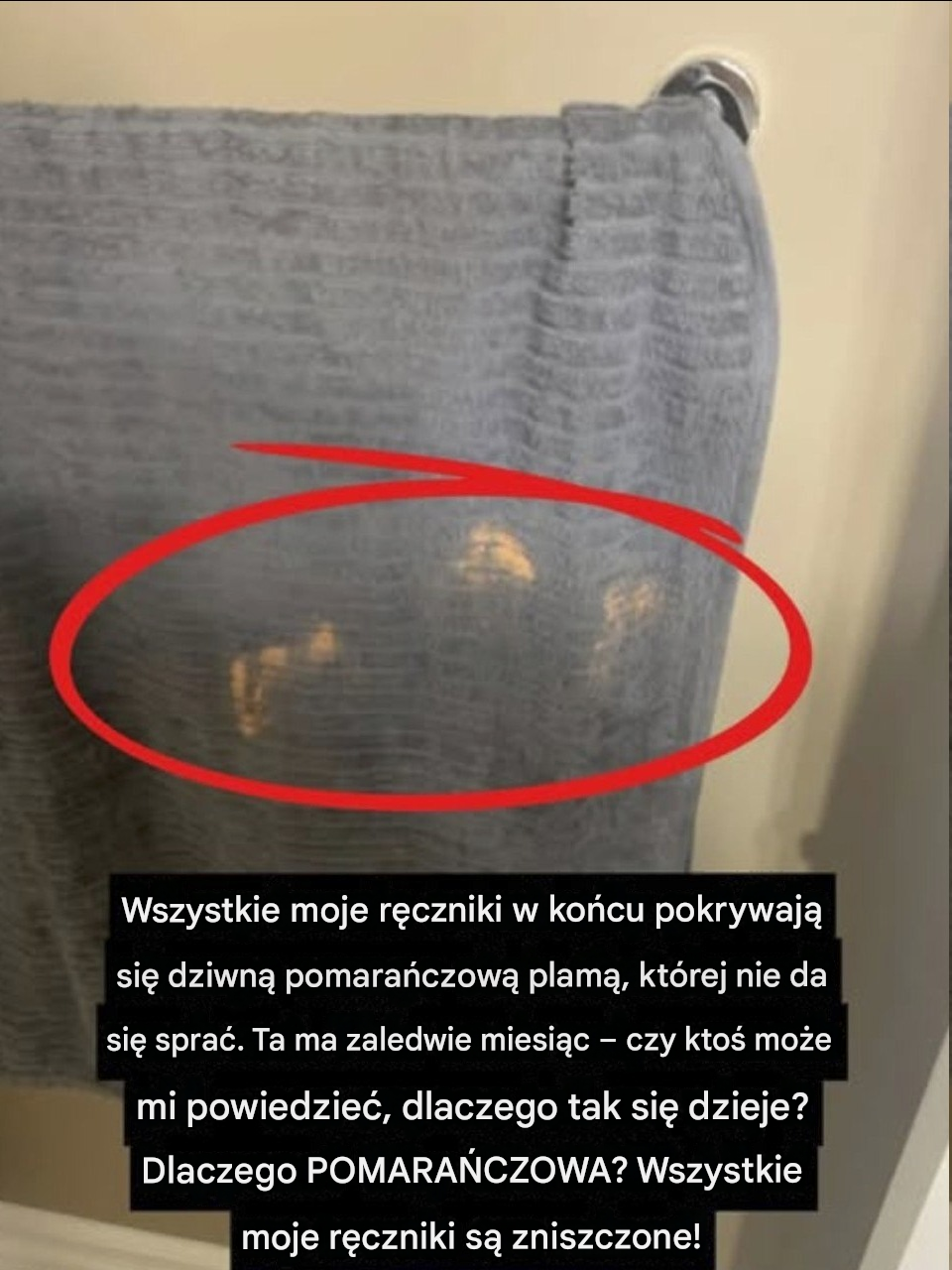 Dlaczego na ręcznikach pojawiają się pomarańczowe plamy, których nie da się sprać
